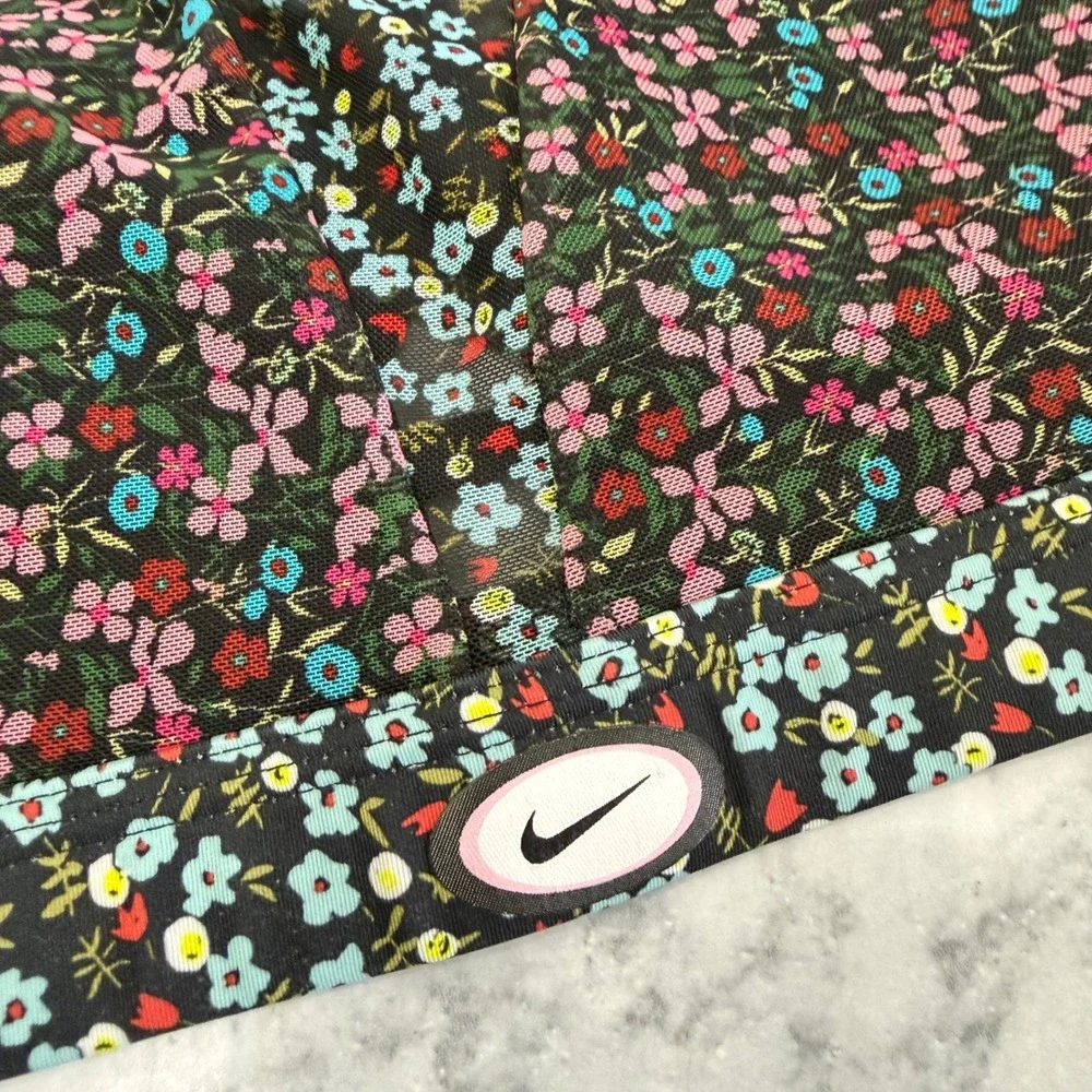 Nike Sports Bra Medium Black Multi Floral Mesh Racerback